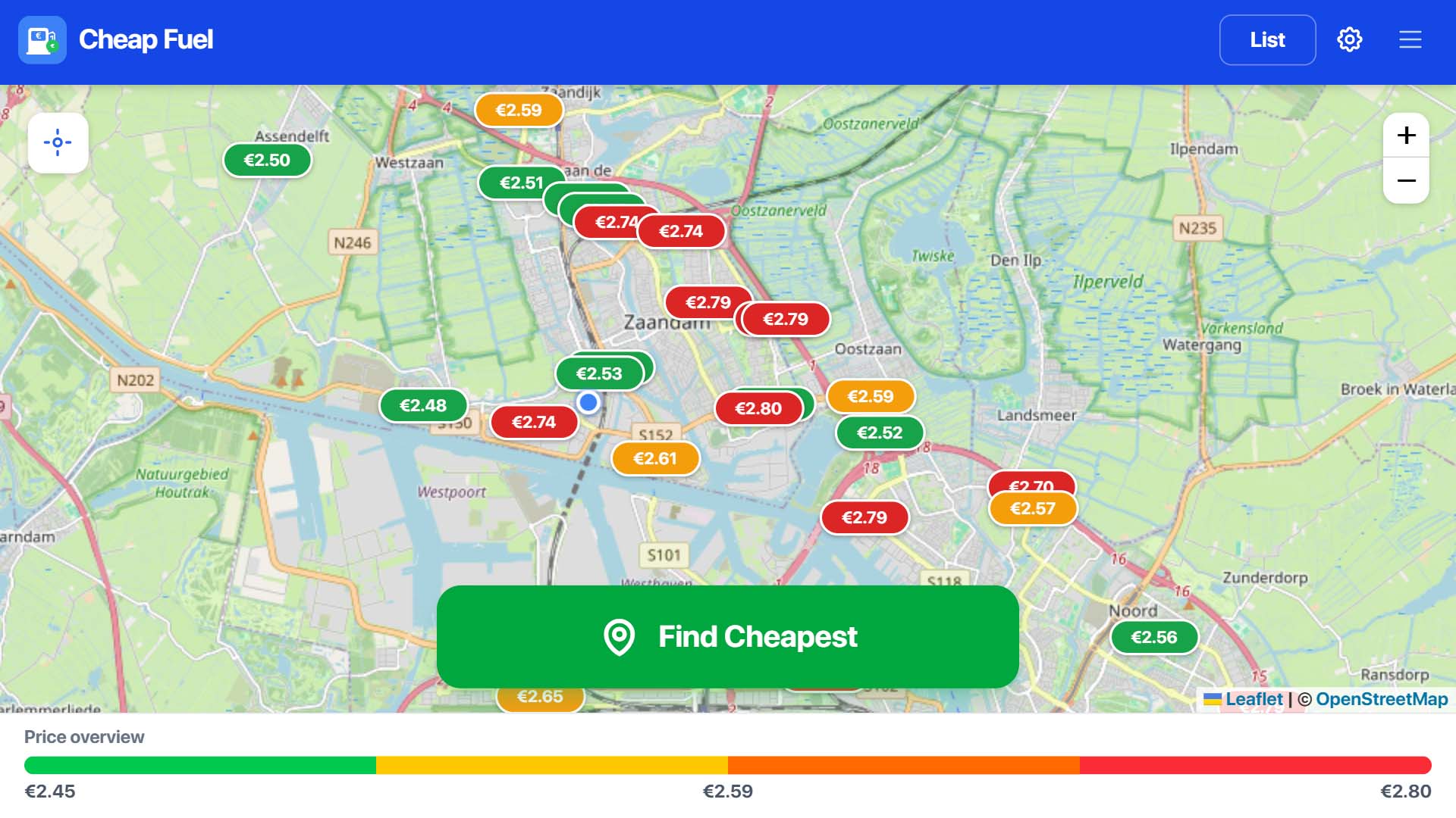 CheapFuel App  -  fuel price comparison on iPhone and Android
